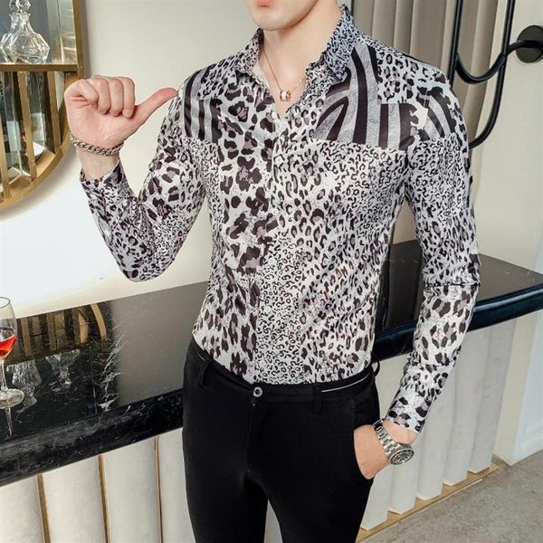 flower shirt luxury leopard print shirt men long sleeve dj singer camisa homem prom camisa masculina party club men284l, White;black
flower shirt luxury leopard print shirt men long sleeve dj singer camisa homem prom camisa masculina party club men284l, White;black