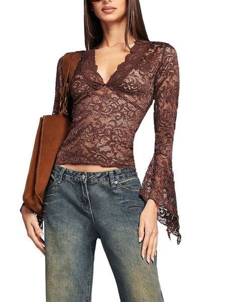 women's t-shirt women crop t-shirt long sleeve v neck lace see through solid brown pink casual t-shirt ladies party street summer t sh, White
women's t-shirt women crop t-shirt long sleeve v neck lace see through solid brown pink casual t-shirt ladies party street summer t sh, White