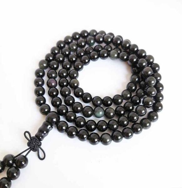 6mm natural obsidian round beads bracelets with rainbow eyes 108 prayer meditation mala bro501 beaded strands1093790, Black
6mm natural obsidian round beads bracelets with rainbow eyes 108 prayer meditation mala bro501 beaded strands1093790, Black