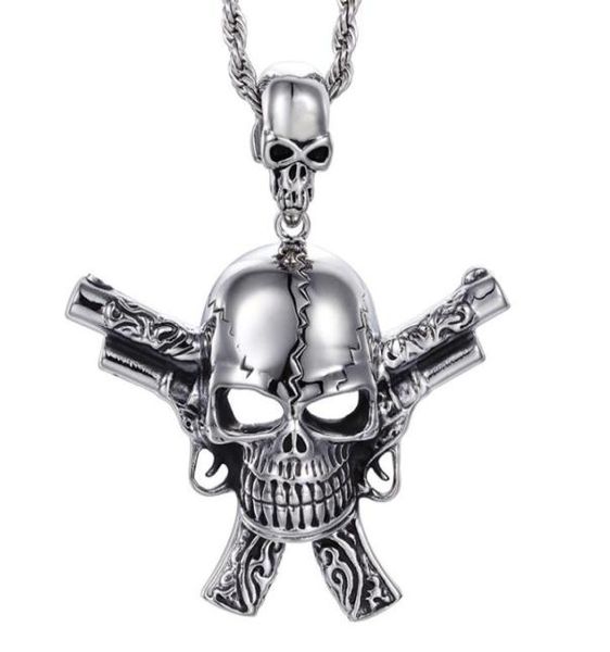 large casting silver 316l stainless steel biker skeleton skull double pistol pendants gothic necklace men039s cool jewelry gift2005836084
large casting silver 316l stainless steel biker skeleton skull double pistol pendants gothic necklace men039s cool jewelry gift2005836084