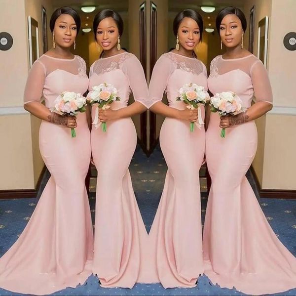 2022 blush pink sheer jewel neck bridesmaid dresses 12 sleeve mermaid floor length black girls maid of honor gown wedding guest dr9331349, White;pink
2022 blush pink sheer jewel neck bridesmaid dresses 12 sleeve mermaid floor length black girls maid of honor gown wedding guest dr9331349, White;pink