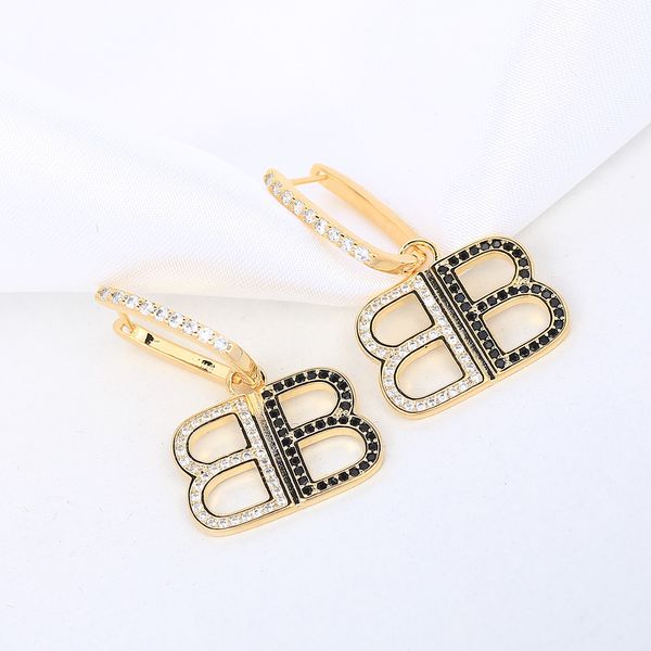 fashion designer double b luxury design micro pave bb letter charm earring brass hoop earrings jewelry, Golden
fashion designer double b luxury design micro pave bb letter charm earring brass hoop earrings jewelry, Golden