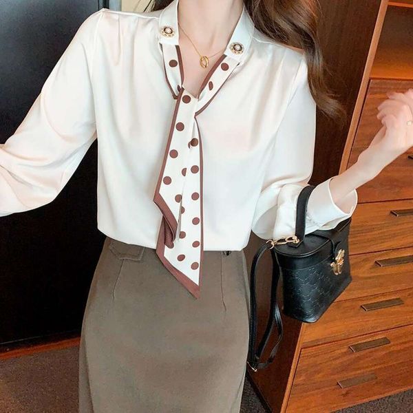spring korean style all match blouses temperament skinny bow tie commuter long sleeve blouse, White
spring korean style all match blouses temperament skinny bow tie commuter long sleeve blouse, White