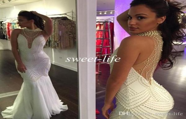 custom made 2019 plus size evening dresses mermaid white pearls backless sheer halter celebrity gowns bridal party formal pro3518003, Black;red
custom made 2019 plus size evening dresses mermaid white pearls backless sheer halter celebrity gowns bridal party formal pro3518003, Black;red