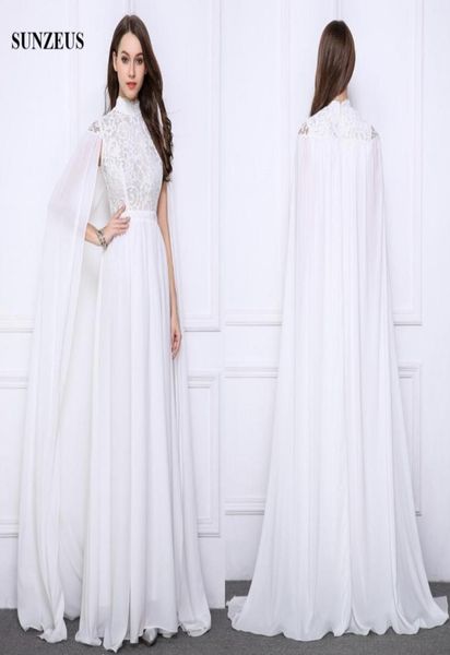 long white evening gowns lace high neck formal dresses with long cape elegant chiffon party gowns saudi arabic caftan1664983, Black;red
long white evening gowns lace high neck formal dresses with long cape elegant chiffon party gowns saudi arabic caftan1664983, Black;red