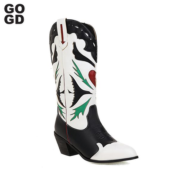 boots gogd brand fashion pointed toe women midcalf embroidered western cowboy block heel pullon cowgirl 230810, Black
boots gogd brand fashion pointed toe women midcalf embroidered western cowboy block heel pullon cowgirl 230810, Black