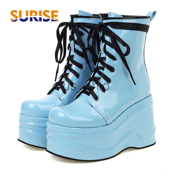 boots winter women platform ankle boots black blue patent leather high wedge heel lady club square toe laceup flat bottom gothic boot j23081
boots winter women platform ankle boots black blue patent leather high wedge heel lady club square toe laceup flat bottom gothic boot j23081