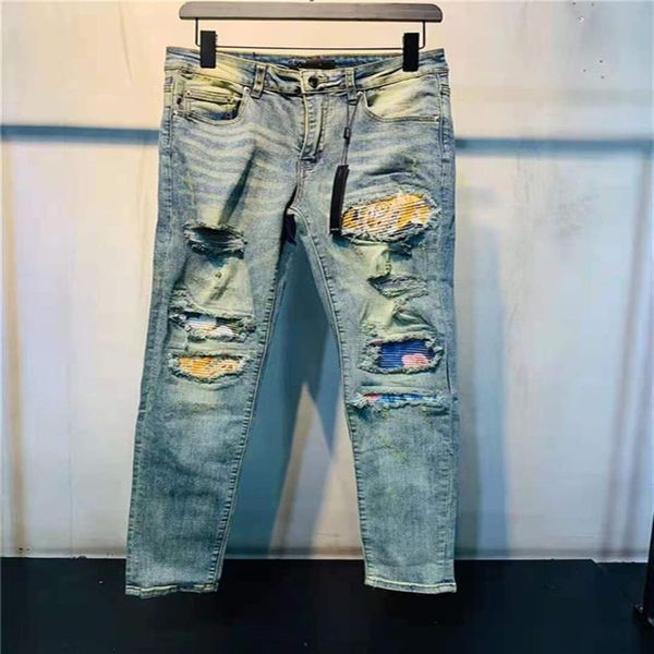designer luxurys mens jeans casual embroidery vintage patchwork pants classic applique fashion holes motorcycle biker slim-leg was239o, Blue
designer luxurys mens jeans casual embroidery vintage patchwork pants classic applique fashion holes motorcycle biker slim-leg was239o, Blue