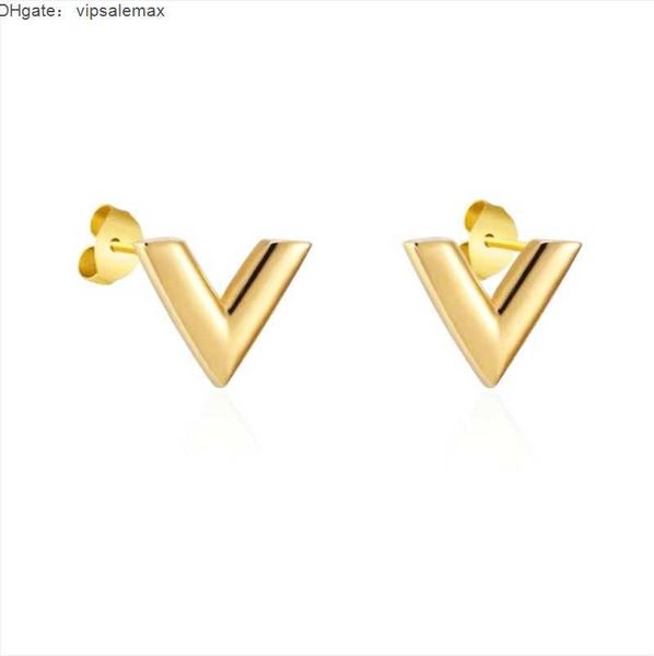 uxury brand jewelry simple design v letter for women stainless steel gold-color elegant party stud earrings, Golden
uxury brand jewelry simple design v letter for women stainless steel gold-color elegant party stud earrings, Golden