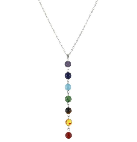 simple style 7 chakra multicolor natural stone beads pendant necklace long chain for women sliver color charm collier collares yog7857734, Silver
simple style 7 chakra multicolor natural stone beads pendant necklace long chain for women sliver color charm collier collares yog7857734, Silver