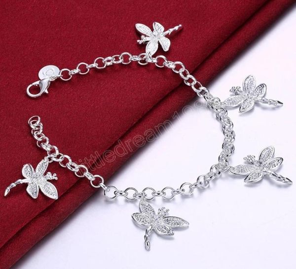 925 sterling silver five dragonfly bracelets chain for women wedding engagement party jewelry9809210, Black
925 sterling silver five dragonfly bracelets chain for women wedding engagement party jewelry9809210, Black