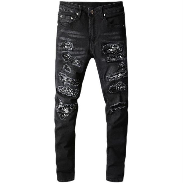 men's bandana paisley printed patchwork stretch jeans streetwear black denim pencil pants slim skinny ripped trousers 669219v, Blue
men's bandana paisley printed patchwork stretch jeans streetwear black denim pencil pants slim skinny ripped trousers 669219v, Blue