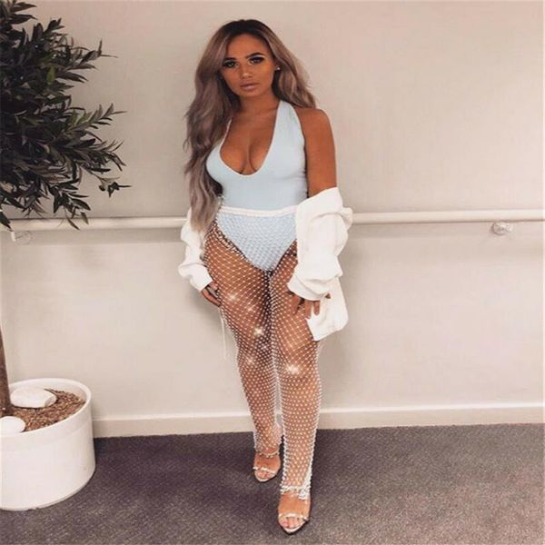 crystal diamond shiny women pants elastic fishnet long trousers see through mesh transparent pants elegant vintage260z, Black
crystal diamond shiny women pants elastic fishnet long trousers see through mesh transparent pants elegant vintage260z, Black