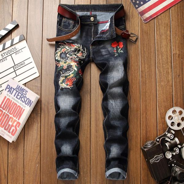 2019 brand jeans men straight cotton ripped distressed 3d dragon embroidery black denim trousers plus size 29-38 homme jeans284o, Blue
2019 brand jeans men straight cotton ripped distressed 3d dragon embroidery black denim trousers plus size 29-38 homme jeans284o, Blue