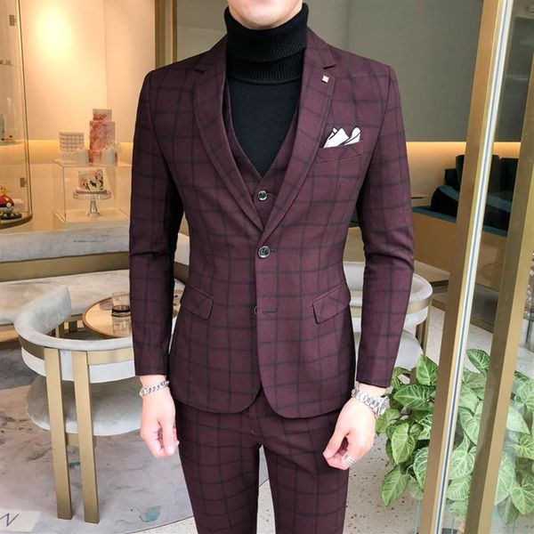 men's suits & blazers men suit fashion plaid business casual slim fit mens blazer gentleman england three-piece wedding male 262j, White;black
men's suits & blazers men suit fashion plaid business casual slim fit mens blazer gentleman england three-piece wedding male 262j, White;black