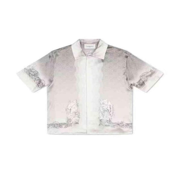 22ss silk shirts guardian plaster image black white gradient mens and womens hawaiian short sleeve shirt1003331, White;black