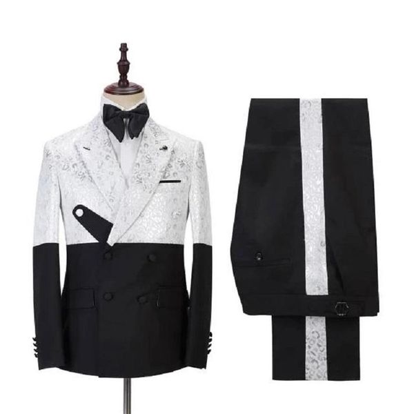 men's suits & blazers 2022 unique design white pattern costume homme mens 2 pcs groomsmen wedding tuxedos terno masculino sli257v, White;black
men's suits & blazers 2022 unique design white pattern costume homme mens 2 pcs groomsmen wedding tuxedos terno masculino sli257v, White;black