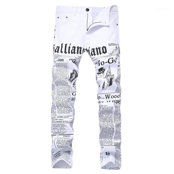 men's jeans mens autumn denim trousers letter spaper printing casual white pants male painted skinny plus size284c, Blue
men's jeans mens autumn denim trousers letter spaper printing casual white pants male painted skinny plus size284c, Blue