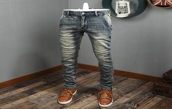 men039s jeans italian vintage fashion men elastic cotton slim fit retro ripped painted designer denim punk pants9871040, Blue
men039s jeans italian vintage fashion men elastic cotton slim fit retro ripped painted designer denim punk pants9871040, Blue