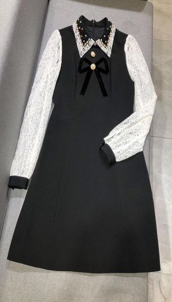 2020 black lace patchwork women dress designer beads crystals dresses womens designer long sleeves vestidos 89631344208, Black;gray
2020 black lace patchwork women dress designer beads crystals dresses womens designer long sleeves vestidos 89631344208, Black;gray