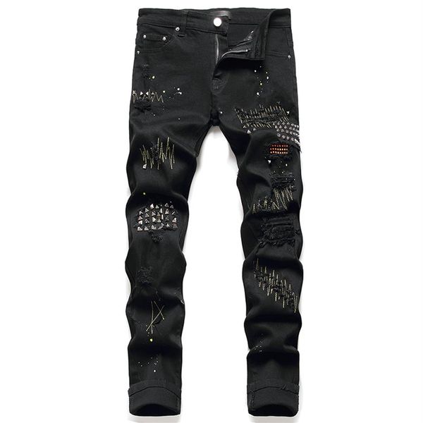 mens stretchy ripped rivet jeans new small straight black hole denim pants punk style fashion caual streetwear267q, Blue
mens stretchy ripped rivet jeans new small straight black hole denim pants punk style fashion caual streetwear267q, Blue