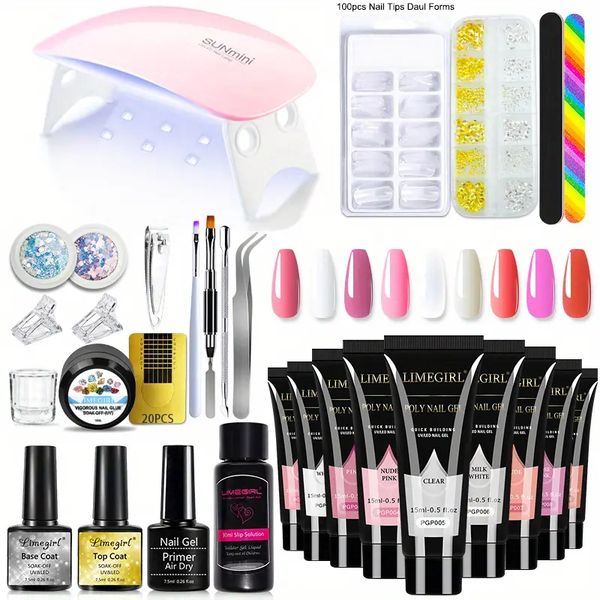 professional gel nail polish kit with uv lamp - 3 colors quick gel extension set - home diy salon for women gift
professional gel nail polish kit with uv lamp - 3 colors quick gel extension set - home diy salon for women gift