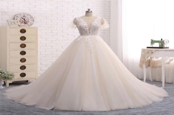 new long wedding dress scoop short sleeves aline chapel train appliques tulle bridal gowns vestido de noiva5103397, White
new long wedding dress scoop short sleeves aline chapel train appliques tulle bridal gowns vestido de noiva5103397, White