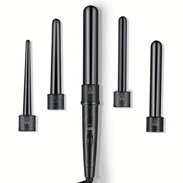 5-in-1 curling wand iron set, ptc fast heat up hair curler with 0.35 to 1.25 inch interchangeable ceramic barrels with adjustable temperatur
5-in-1 curling wand iron set, ptc fast heat up hair curler with 0.35 to 1.25 inch interchangeable ceramic barrels with adjustable temperatur