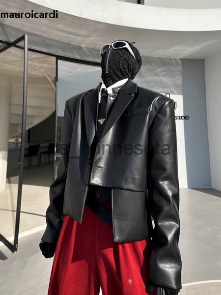 men's jackets mauroicardi spring autumn short loose casual black purple soft pu leather blazer jacket men luxury designer fake 2 clothe, Black;brown
men's jackets mauroicardi spring autumn short loose casual black purple soft pu leather blazer jacket men luxury designer fake 2 clothe, Black;brown