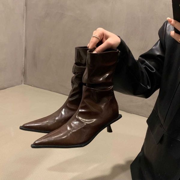 fall 2023 new fashionable french kitten heel stylish wrinkle elastic slim boots pointed martin boots 230811, Black
fall 2023 new fashionable french kitten heel stylish wrinkle elastic slim boots pointed martin boots 230811, Black
