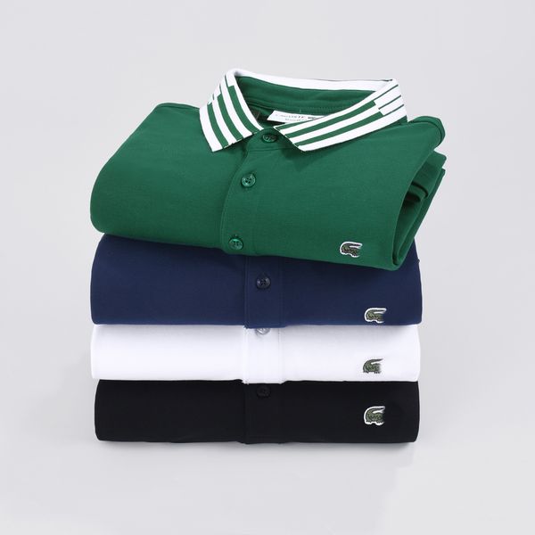 summer men tshirts short sleve polos crocodile print letter polo, White;black