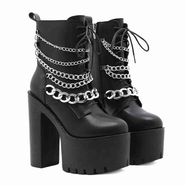 boots womens boots autumn high heel waterproof platform nightclub women's shoes mid sleeve boot chain lace up motorcycle boots women j2, Black
boots womens boots autumn high heel waterproof platform nightclub women's shoes mid sleeve boot chain lace up motorcycle boots women j2, Black