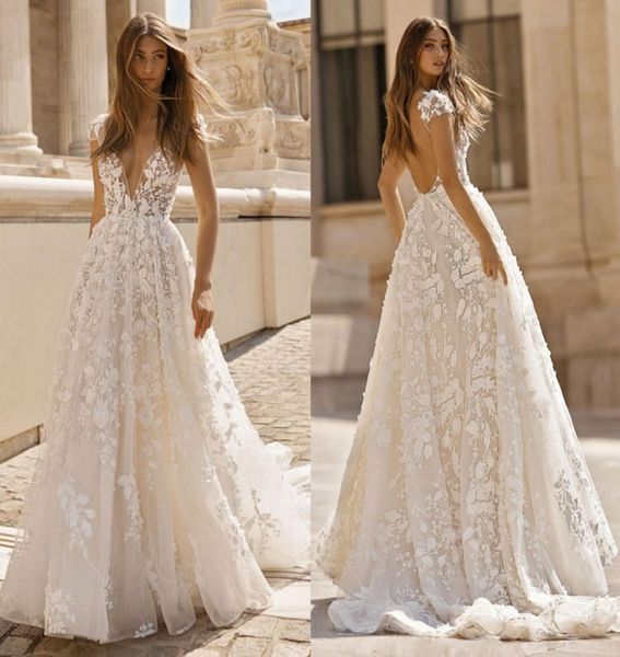 2019 berta lace backless wedding dresses a line deep v neck beach bridals gowns appliqued sweep train bohemian vestidos de noiva6043200, White
2019 berta lace backless wedding dresses a line deep v neck beach bridals gowns appliqued sweep train bohemian vestidos de noiva6043200, White