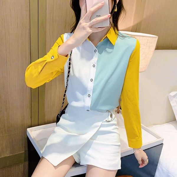 colored chiffon shirt blouse womens long sleeve autumn clothes style ol design sense small fashion top, White
colored chiffon shirt blouse womens long sleeve autumn clothes style ol design sense small fashion top, White