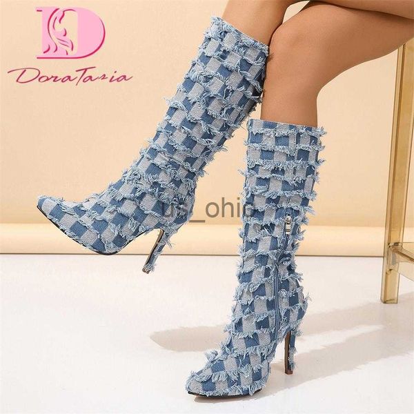 boots ladies chessboard grid fringe boots fashion mixed colors thin high heels women's denim boots party pointed toe woman shoes j23081, Black
boots ladies chessboard grid fringe boots fashion mixed colors thin high heels women's denim boots party pointed toe woman shoes j23081, Black