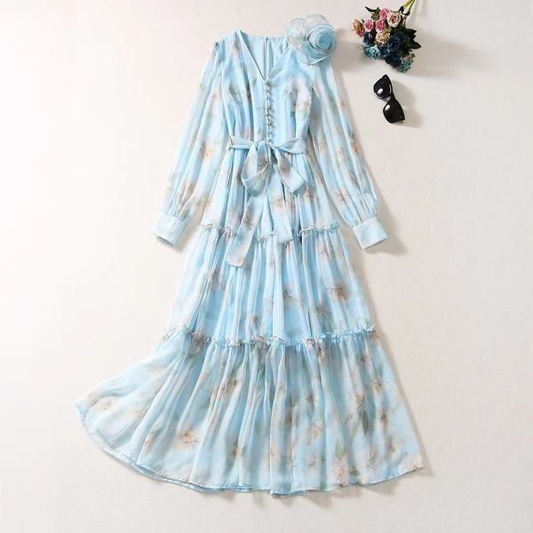 european and american women's clothing 2023 autumn new v-neck long sleeve three-dimensional flowers fashion pleated dress blue, Black;gray
european and american women's clothing 2023 autumn new v-neck long sleeve three-dimensional flowers fashion pleated dress blue, Black;gray
