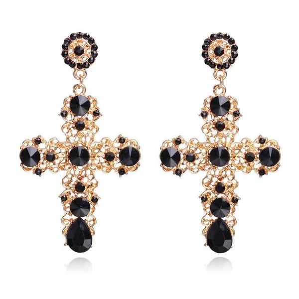 new big brand earrings fashion luxury full diamond baroque cross court exaggerate high grade versatile earrings female, Silver
new big brand earrings fashion luxury full diamond baroque cross court exaggerate high grade versatile earrings female, Silver