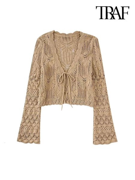 women's knits tees traf women fashion front tied cropped pointelle knit cardigan sweater vintage v neck long sleeve female outerwear ch, White
women's knits tees traf women fashion front tied cropped pointelle knit cardigan sweater vintage v neck long sleeve female outerwear ch, White