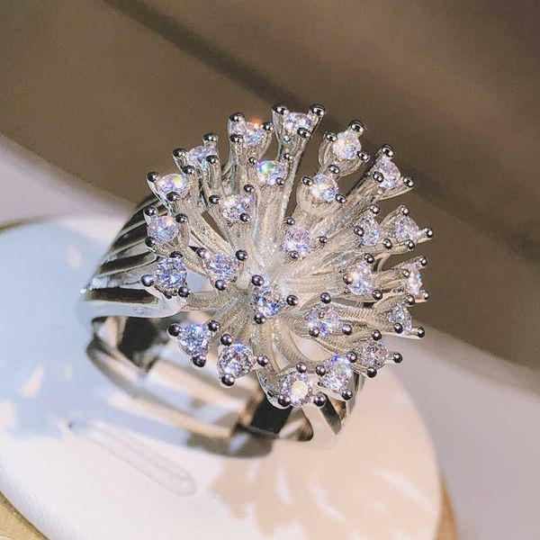 925 sterling silver glittering zircon dandelion ring ladies three claw party birthday fashion jewelry gift
925 sterling silver glittering zircon dandelion ring ladies three claw party birthday fashion jewelry gift