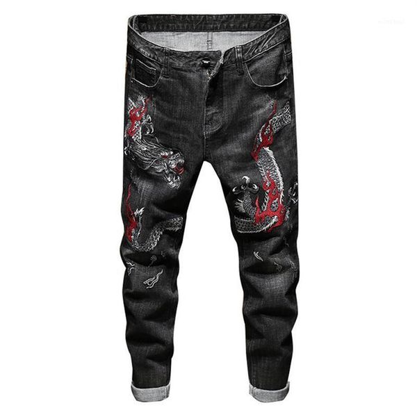 men's jeans men's chinese dragon embroidery denim trendy slim straight stretch pants black blue1274j, Blue
men's jeans men's chinese dragon embroidery denim trendy slim straight stretch pants black blue1274j, Blue