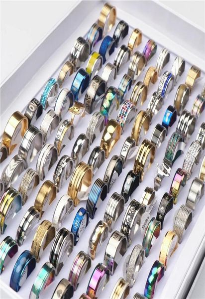100pcslot fashion multicolor stainless steel love rings for women men different style party gifts jewelry whole7722516, Golden;silver
100pcslot fashion multicolor stainless steel love rings for women men different style party gifts jewelry whole7722516, Golden;silver