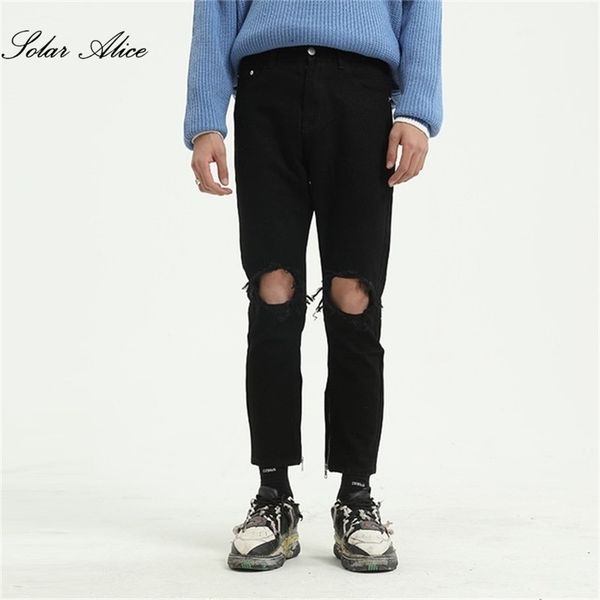 men's jeans style ripped slim fit mid waist spring summer casual pants 230810, Blue