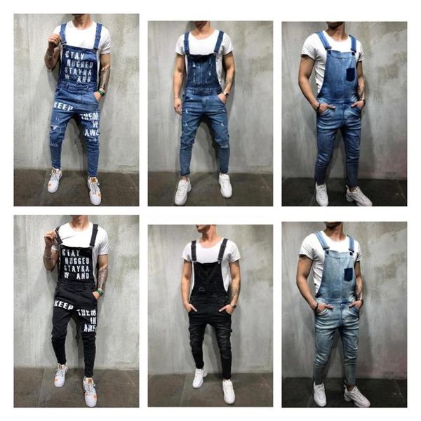 men's ripped jeans jumpsuits streetwear distressed denim overalls for man suspender pants size s-xxxl salopette uomo237m, Blue
men's ripped jeans jumpsuits streetwear distressed denim overalls for man suspender pants size s-xxxl salopette uomo237m, Blue