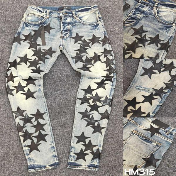 falection mens 21ss amimike jeans distressed leather stars patch ripped denim jeans204w, Blue
falection mens 21ss amimike jeans distressed leather stars patch ripped denim jeans204w, Blue