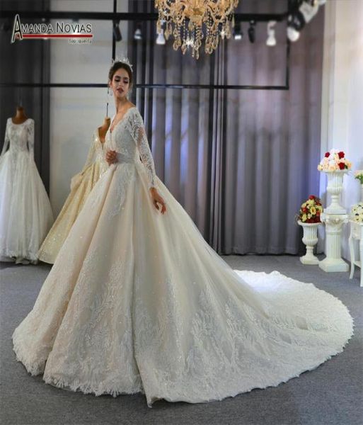 2020 light champagne v neck crystal lace ball gown wedding dresses muslim long sleeves open back plus size bridal gown real pictur8775852, White
2020 light champagne v neck crystal lace ball gown wedding dresses muslim long sleeves open back plus size bridal gown real pictur8775852, White