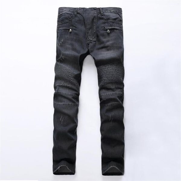 fashion designer mens zipper biker jeans patchwork slim fit black moto denim joggers pleated cool jean2367, Blue
fashion designer mens zipper biker jeans patchwork slim fit black moto denim joggers pleated cool jean2367, Blue