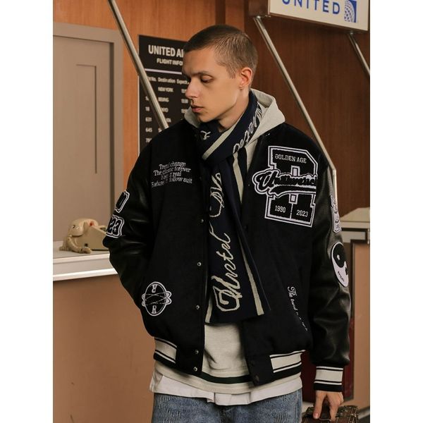 mens jackets american retro racing jacket for men high street motorcycle tactical military women color matching baseball coat 230810, Black;brown
mens jackets american retro racing jacket for men high street motorcycle tactical military women color matching baseball coat 230810, Black;brown