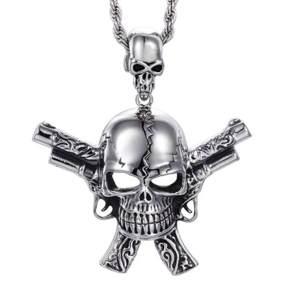 large casting silver 316l stainless steel biker skeleton skull double pistol pendants gothic necklace men039s cool jewelry gift2002318821
large casting silver 316l stainless steel biker skeleton skull double pistol pendants gothic necklace men039s cool jewelry gift2002318821