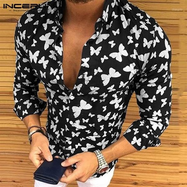 fashion men dress shirt printed long sleeve lapel collar button camisa vacation fitness men hawaiian shirts brand 2020 incerun1286s, White;black
fashion men dress shirt printed long sleeve lapel collar button camisa vacation fitness men hawaiian shirts brand 2020 incerun1286s, White;black