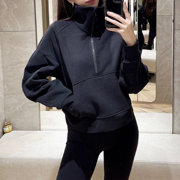 scuba fall winter yoga clothing women's sports half zip stand collar sweatshirt loose fleece, Black
scuba fall winter yoga clothing women's sports half zip stand collar sweatshirt loose fleece, Black